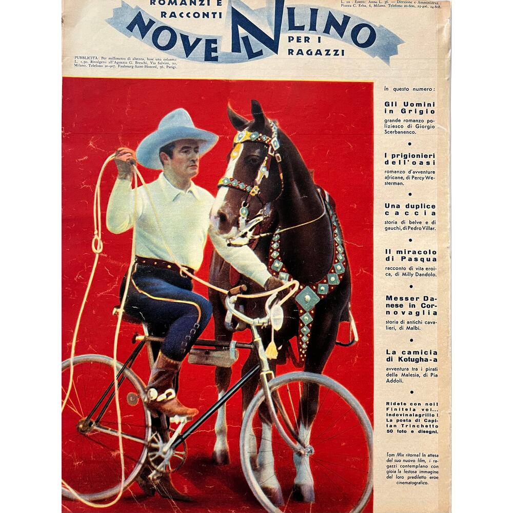 RARE Italian 1935 American Indians Tom Mix Magazine Western Silent Movie Cowboy